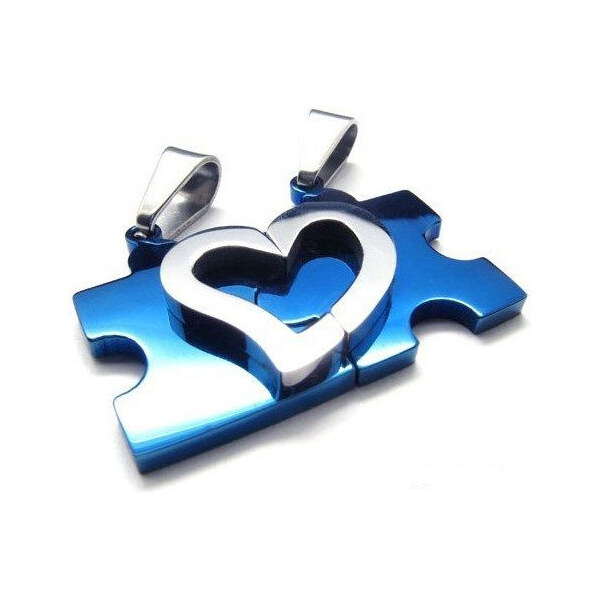 Impress Jewelry Double prívesok puzzle srdce modré 65220828