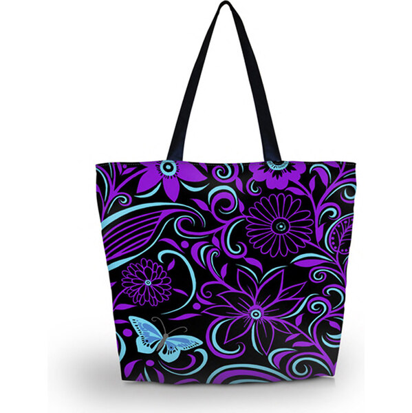 Nákupná a plážová taška Huado - Fialové kvety 65221070