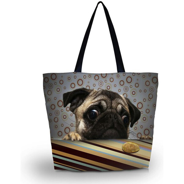 Nákupná a plážová taška Huado - Mops 65221090