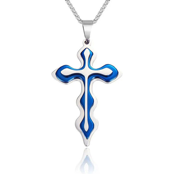 Impress Jewelry Prívesok z chirurgickej ocele Krížik Uneven Modrý 65221082