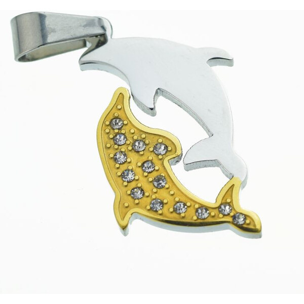 Impress Jewelry Prívesok z chururgickej ocele - Delfíny so zirkonmi 65221149