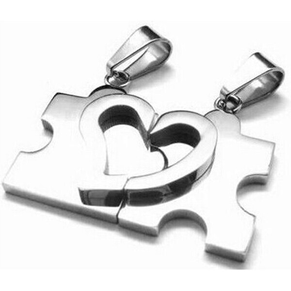 Impress Jewelry Oceľové prívesky pre dvoch Puzzle srdce stříbrné 65221757