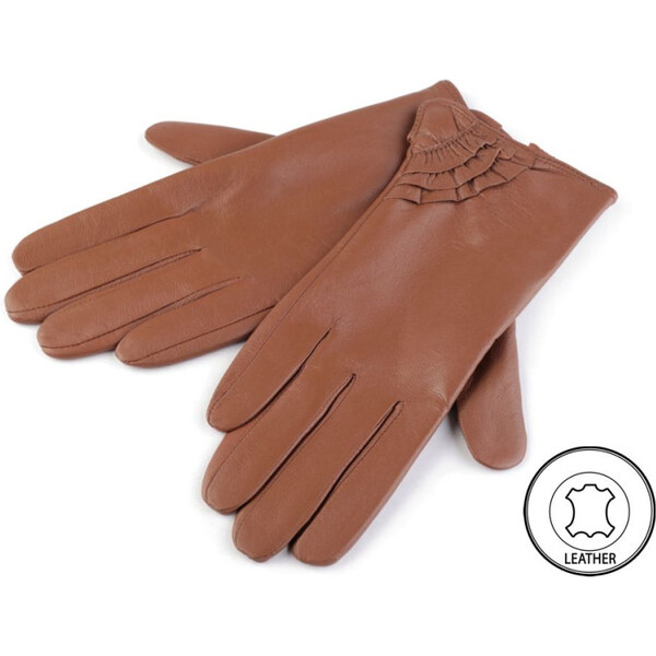 Cixi Dámské kožené rukavice tmavě hnedé M 65221805