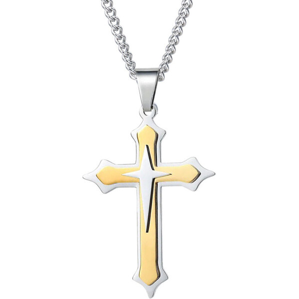 Impress Jewelry Prívesok z chirurgickej ocele krížik Lovin zlatý 65221890