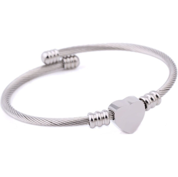 Impress Jewelry Zkrútený náramok z chirurgickej ocele Srdce 65222003