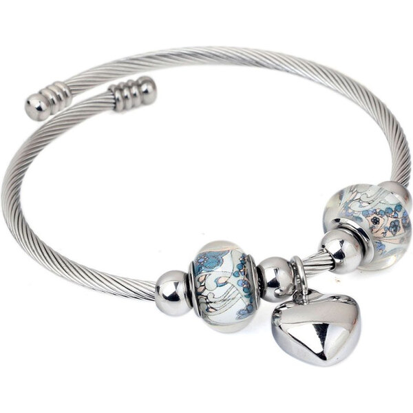 Impress Jewelry Zkrútený náramok z chirurgickej ocele s korálkami 65222002