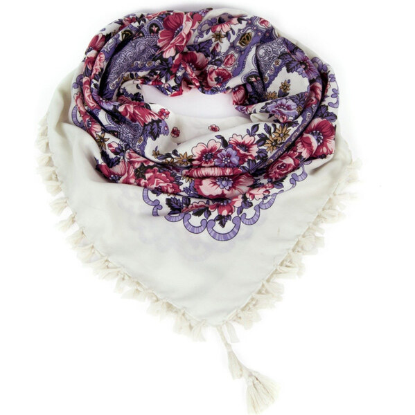 ArtOfPolo Folková šatka s kvetmi 100cm Biela 65222213