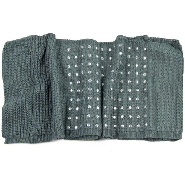 ArtOfPolo Dámsky kruhový šál pletený s cvokmi Šedý 65222271