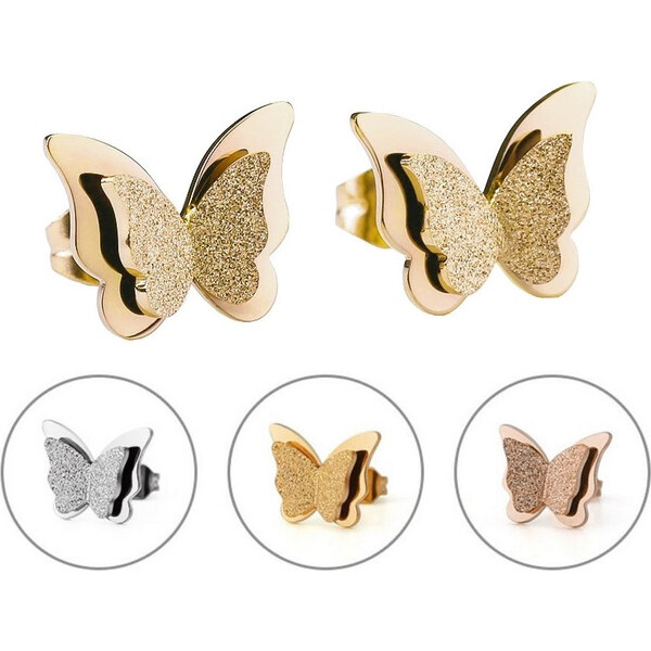 Impress Jewelry Náušnice - na puzetu z chirurgickej ocele Motýle 65222303