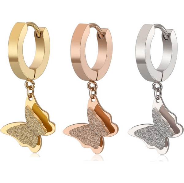 Impress Jewelry Vysiace náušnice z chirurgickej ocele Motýle 65222304