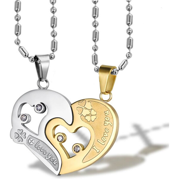 Impress Jewelry Oceľové prívěsky pre dvoch I love You zlato-strieborný 65222305