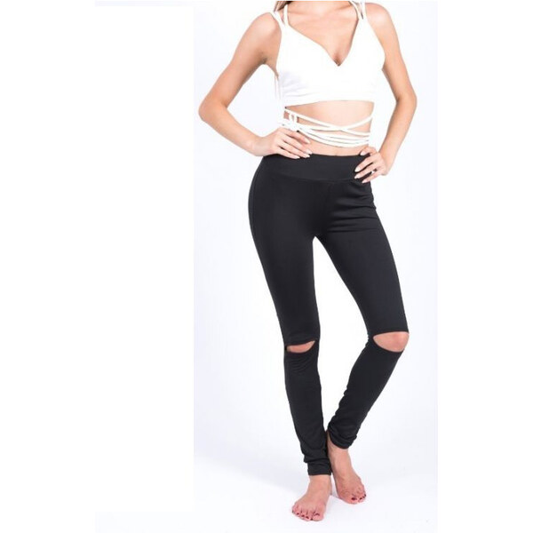 Carla Dámské legíny s dírami na kolenou Černé 65222386