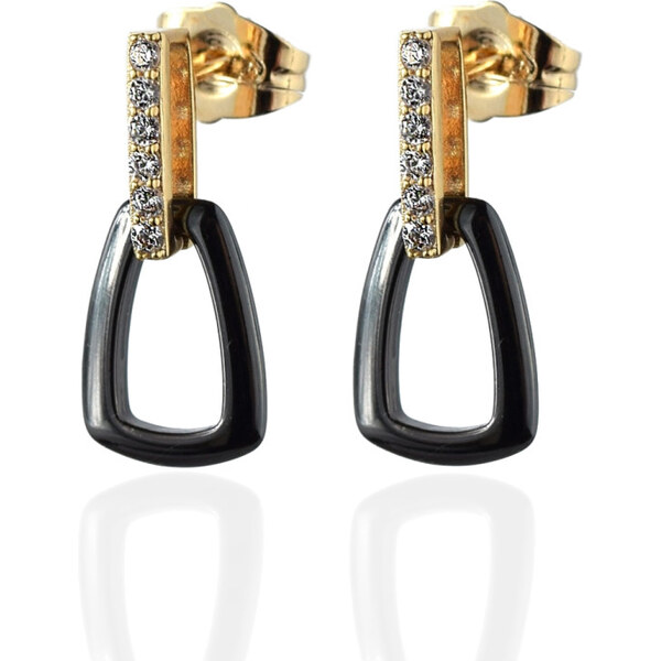 Impress Jewelry Puzetové náušnice z chirurgickej ocele Black Gold 65222509