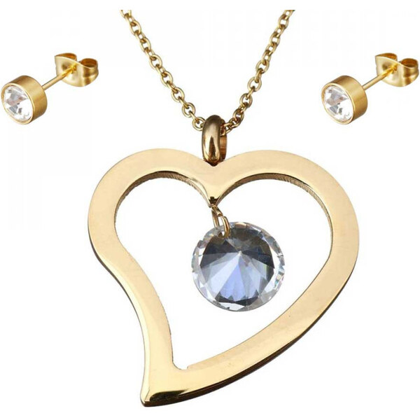 Impress Jewelry Súprava šperkov z chirurgickej ocele Srdce - Zlatý 65222568