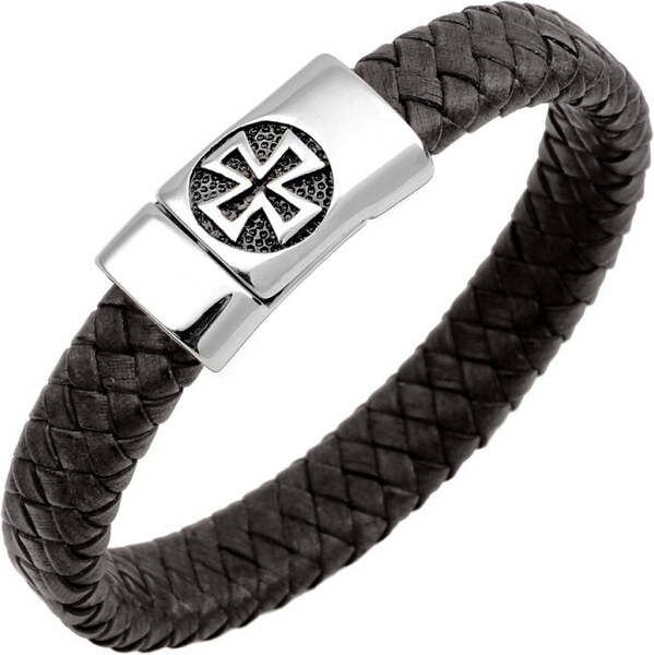 Lifestyle Náramok z pravej kože a ocele Iron Cross 65222570