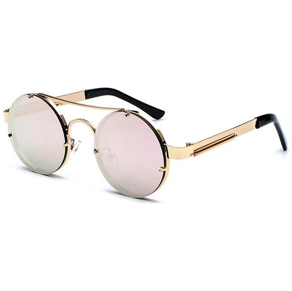 Lifestyle Retro okrúhle slnečné okuliare Spring Ružové zrkadlovky 65222805
