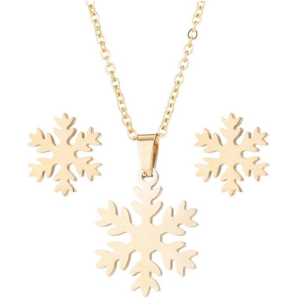 Impress Jewelry Sada šperkov z ocele snehová vločka Zlatá 65222959