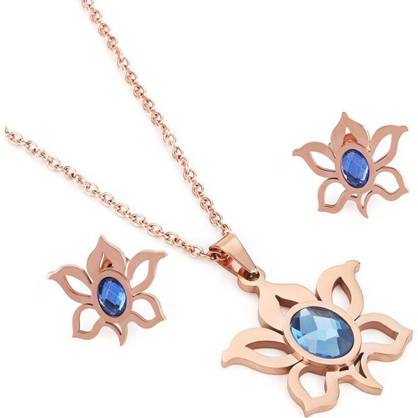 Impress Jewelry Sada šperkov z ocele slniečko s kryštálom Ružový 65222965