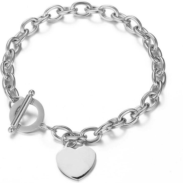 Impress Jewelry Oceľový náramok so srdiečkami Strieborný 65222986