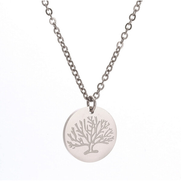 Impress Jewelry Oceľový náhrdelník Strom života Strieborný 65222988