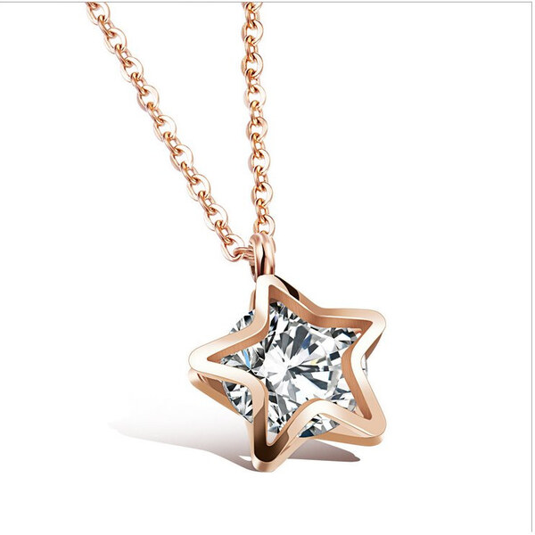 Impress Jewelry Náhrdelník z nerezovej ocele Zlatá hviezda so zirkónom 65223076