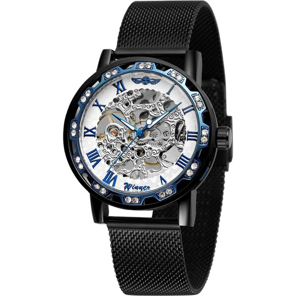 Winner mechanické hodinky Diomond Black JS22 65223276