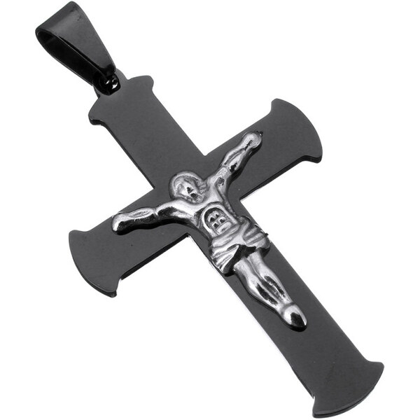 Impress Jewelry Prívesok z chirurgickej ocele - Ježiš na čiernom kríži 65223540