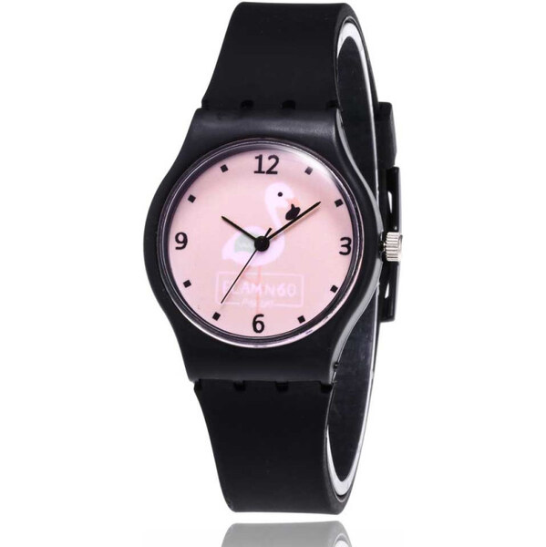 Shim Watch Dievčenské silikónové hodinky Plameniaky Flamingo black 65223593