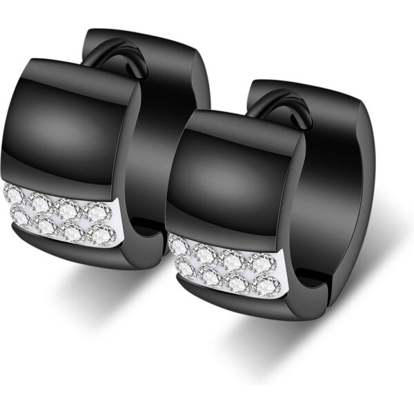 Impress Jewelry Oceľové Náušnice kruhy Loius Čierne 65223600