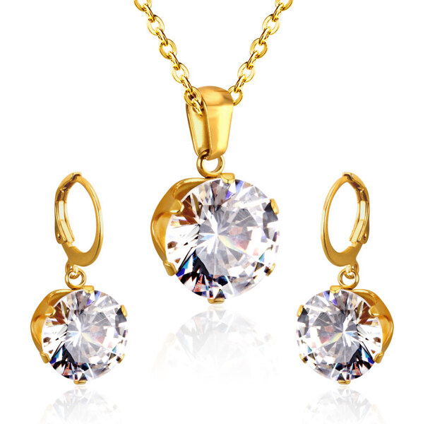 Impress Jewelry Súprava šperkov z chirurgickej ocele Gold Clear 65223603