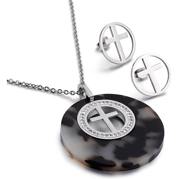 Impress Jewelry Sada šperkov z ocele I Believe Čierno strieborný 65223615