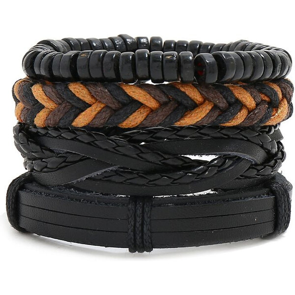 Lodestar Sada štyroch pánskych náramkov Etno Lava 65223628