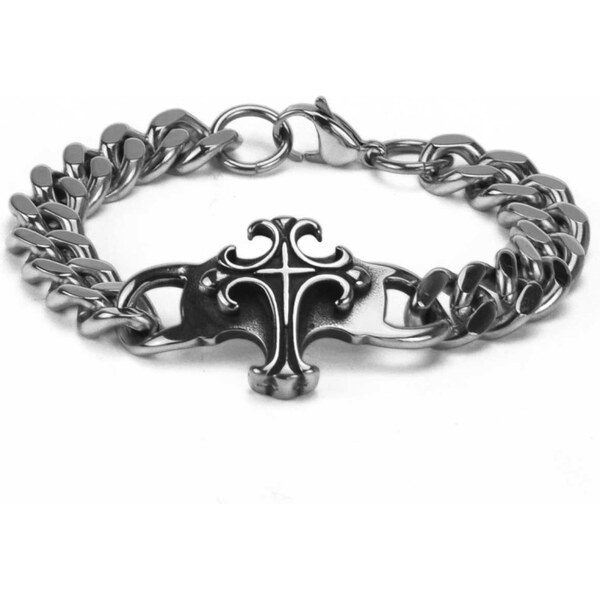 Impress Jewelry Náramok z chirurgickej ocele Christ Cross 65223662