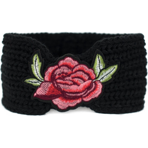 Artofpolo Dámska pletená čelenka Flowers Čierna 65223677