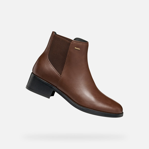 Brown womens ankle boots Geox Camexia NP ABX - Womens 65233012