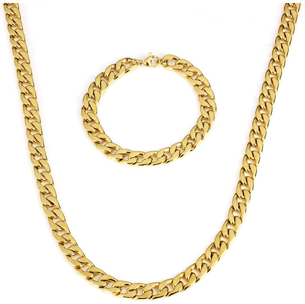 Impress Jewelry Sada z chirurgickej ocele masívu Cuban Gold / retiazka 65223827