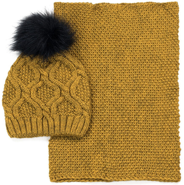 Artofpolo Dámsky set čiapka a šál Sweet Paris Horčicový 65223948