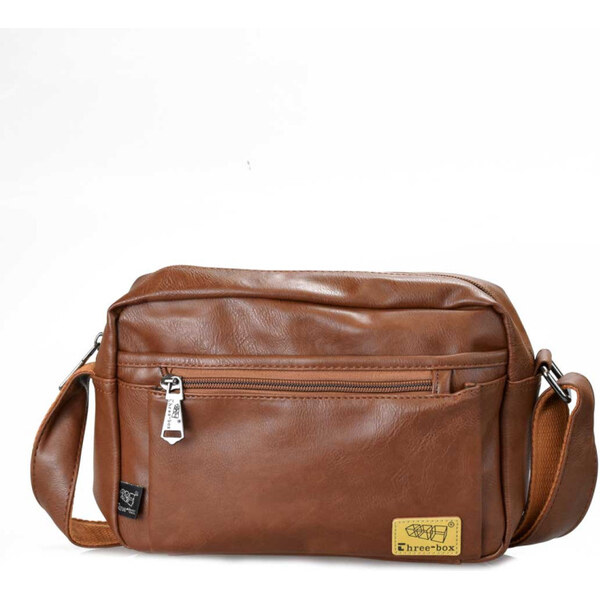 Three Box pánska crossbody taška Chicago Hnedá 65224018