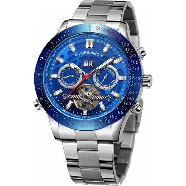 FORSINING pánske automatické hodinky 39 days to Moon Modré 65224023