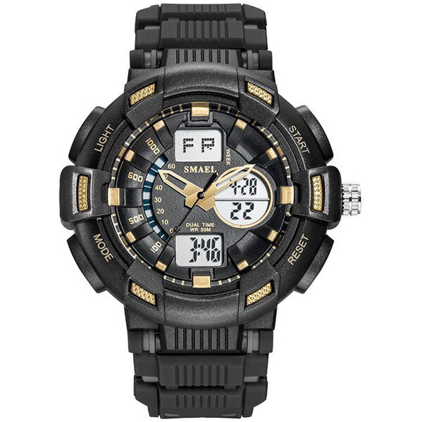 Smael 1366 Unisex duálne hodinky Čierne 65224404