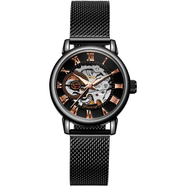 FORSINING dámske mechanické hodinky FSL8099M4B1 čierno- zlaté 65224410