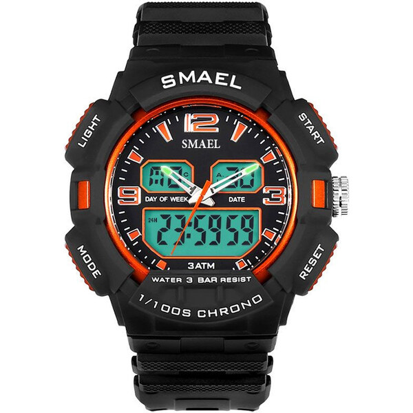 Smael 1378 Pánske duálne hodinky Oranžové 65224409