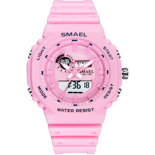 SMAEL 8037 Dievčenské duálne hodinky Ružové 65224427