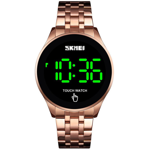 Skmei 1579 celokovové LED hodinky Touch Me Ružové zlato 65224489
