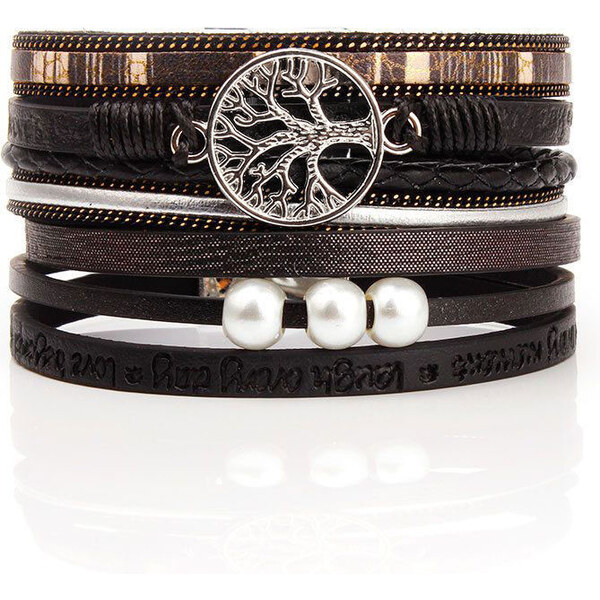 Lodestar Metalický náramok Strom života Čierny 65224598