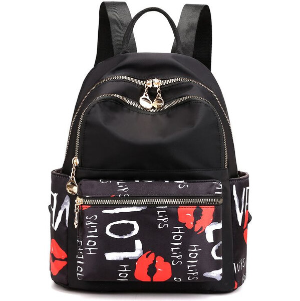 Lifestyle Chibao Dámsky stredný batoh Lips Čierny 65224633