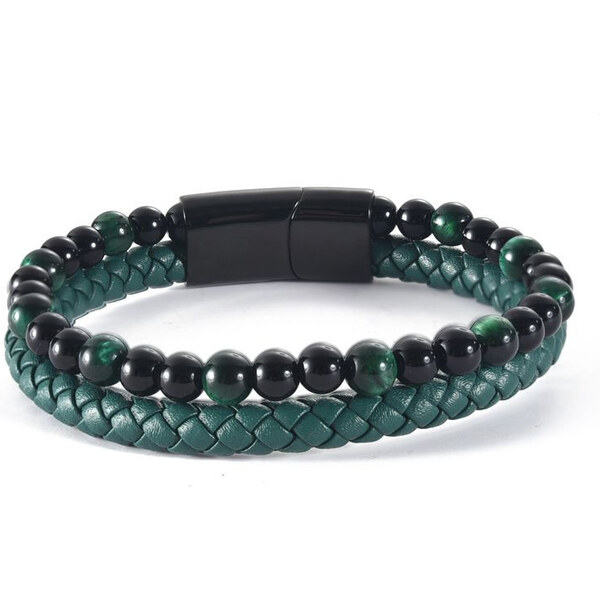 Impress Jewelry Pánsky pletený náramok green Valiant s korálkami 65224649