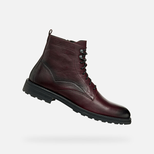 Burgundy mens ankle boots Geox Redclif - Mens 65233386