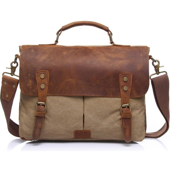 Vormor pánska kožená retro taška Grind svetlo šedá 65224775