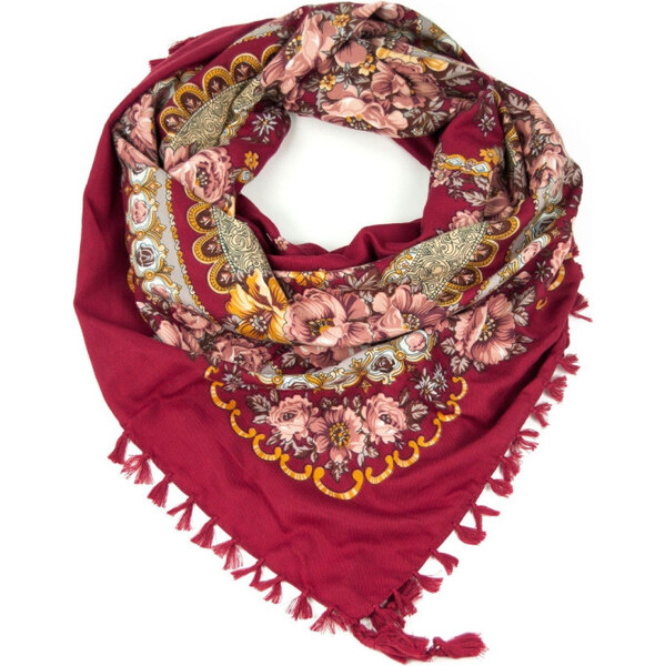 ArtOfPolo Ľudový Folk šál 100cm Bordový 65224890